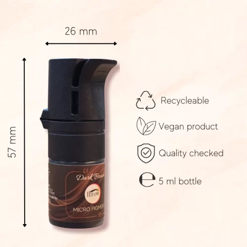 Dimensions of ibrow Permanent Makeup Microblading Semi Cream Ink for Eyebrows | Professional Use Only (Dark Brown, 10ml Bottle)