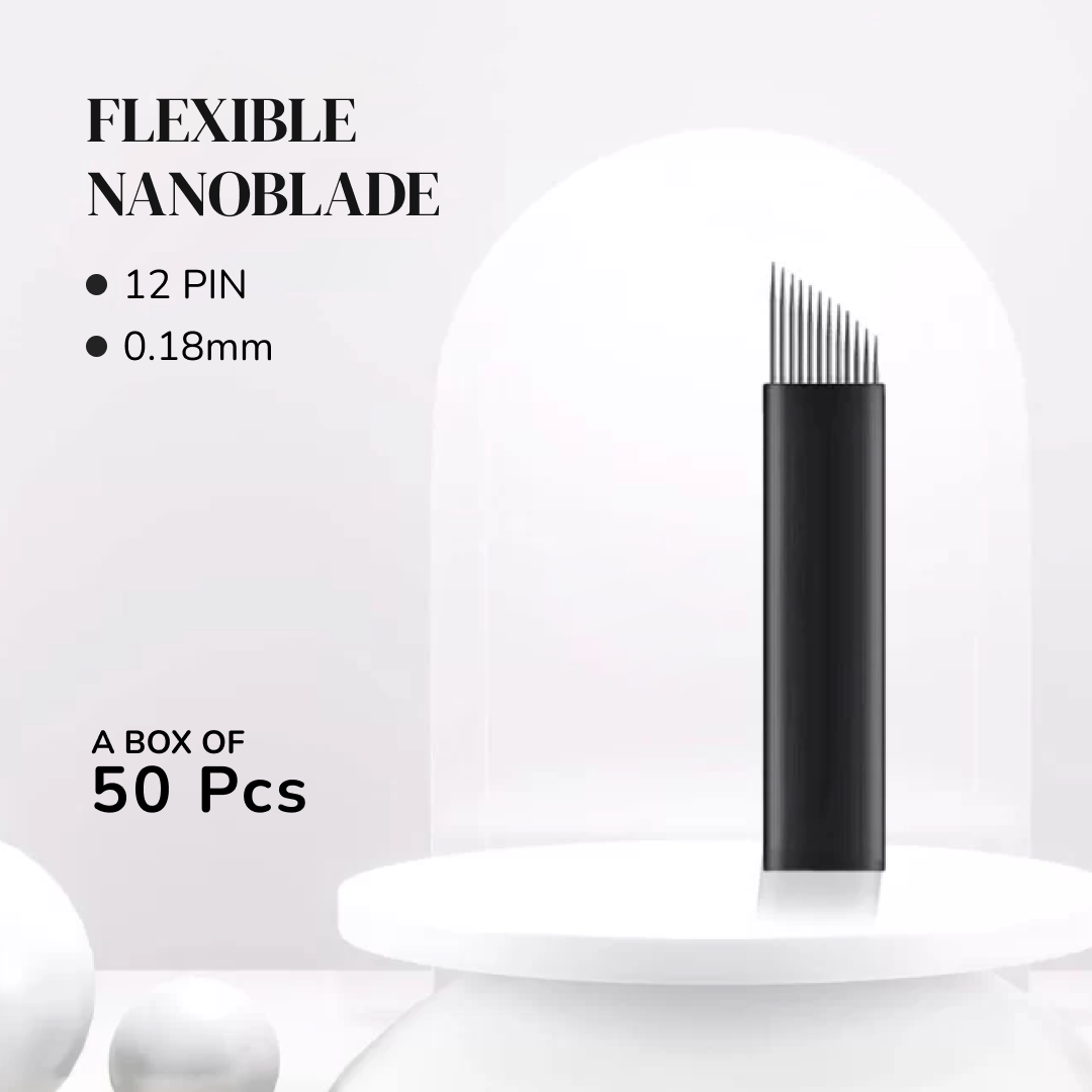 Nanoflex Precision - 12-Pin 0.18mm Microblading Nano Blades (Box of 50 pcs)