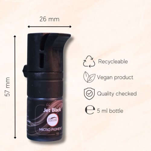 ibrow Jet Black Micropigment Ink For Eyebrow, Scalp, Eyeliner Permanent Makeup For Indian Skin in Leak Proof Bottle (5ml) - Image 2