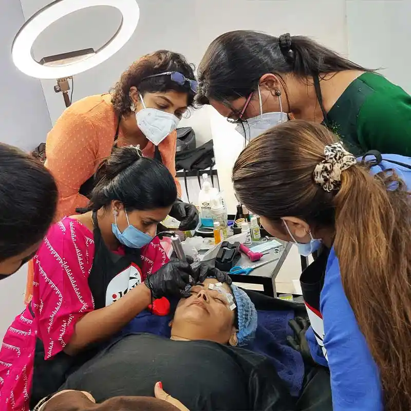 Trainees are Practicing Microblading Under the Supervision Dr. Gunjan